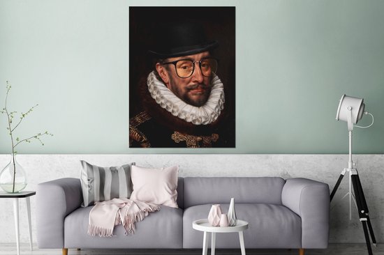 Décoration murale Métal - Peinture Aluminium Industriel - Willem van Oranje - Adriaen Thomasz - Chapeau - 120x160 cm - Dibond - Photo sur aluminium - Décoration murale industrielle - Pour le salon/chambre