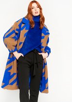 LOLALIZA "Lange jas met etnische print " - Blauw - Maat L