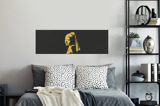 Muurstickers - Sticker Folie - Meisje met de parel - Vermeer - Geel - 120x40 cm - Plakfolie - Muurstickers Kinderkamer - Zelfklevend Behang - Zelfklevend behangpapier - Stickerfolie