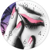 Trend24 - Wandklok - Roze Make-Up - Muurklok - Mensen - 60x60x2 cm - Roze