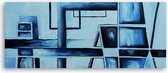 Trend24 - Canvas Schilderij - Spelen Met Blauw - Schilderijen - Abstract - 120x40x2 cm - Blauw