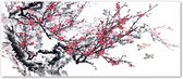 Trend24 - Canvas Schilderij - Japanse Kersenbloesems - Schilderijen - Bloemen - 150x50x2 cm - Zwart