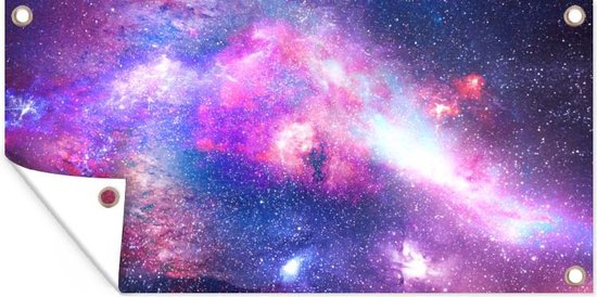 Affiche clôture Espace - Couleurs - Etoiles - 200x100 cm - Toile de jardin