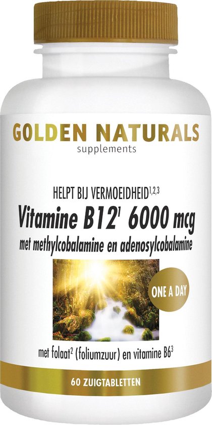 Gepensioneerde Piket Uitgebreid Golden Naturals Vitamine B12 6000 mcg (60 veganistische zuigtabletten) |  bol.com
