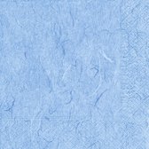 20x Serviettes de table Luxe à dîner/déjeuner avec un imprimé bleu clair chiné - Format 33 x 33 cm - 3 épaisseurs
