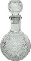 Glazen whisky/water karaf rond 12.5 x 25 cm - Kristalglaslook whiskey fles