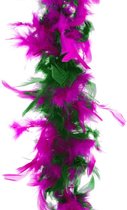 Carnaval verkleed veren Boa kleur paars/ groen 2 meter - Verkleedkleding accessoire