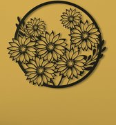 Wanddecoratie | Zonnebloemen rond frame