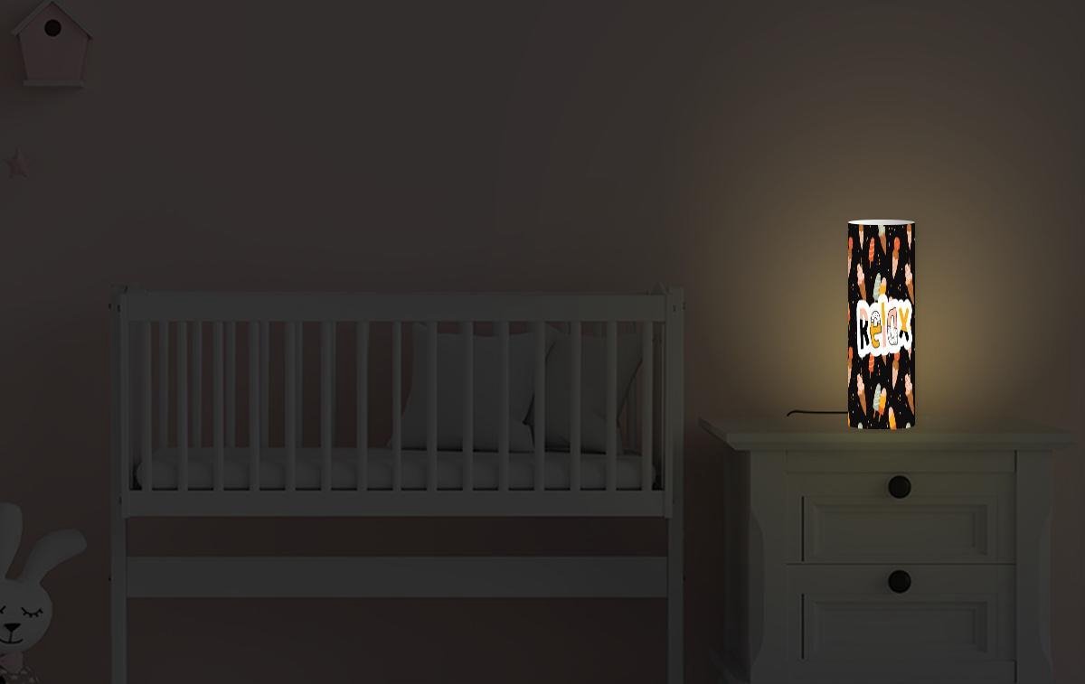 Lamp - Nachtlampje - Tafellamp slaapkamer - Zomer - Zwart - IJs - 50 cm hoog - Ø15.9 cm - Inclusief LED lamp