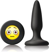 Nsnovelties – Siliconen Buttplug met Emoji Stop OMG Hoogwaardig Afgewerkt – 9 cm – Zwart