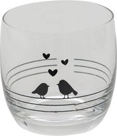 Clayre & Eef Waterglas 260 ml Transparant Glas Rond Vogels Drinkbeker Drinkglas