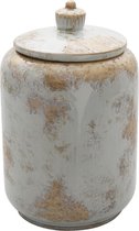 Clayre & Eef Decoratieve Pot Ø 16*25 cm Grijs Keramiek Pot met Deksel Voorraadpot