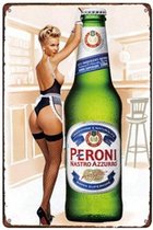 Retro Muur Decoratie uit Metaal Pinup Bier 20x30cm 3463