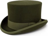 Hoge hoed donkergroen steampunk tophat - 59 60 61 heren dames groen