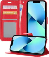 iPhone 13 Pro Max Hoesje Book Case Hoes - iPhone 13 Pro Max Hoes Case Portemonnee Cover Wallet Case Hoesje - Rood
