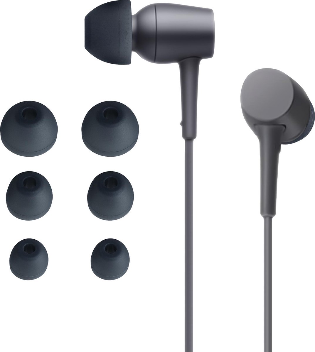 kwmobile 6x cover voor in-ear oortjes voor Sony MDR-EX750BT / WI-1000X / WI-H700 / WI-C200 - Vervangende oordopjes van siliconen in grijs - 3 maten