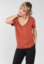 DEELUXE Effen T-shirt met V-hals  CASA Acajou