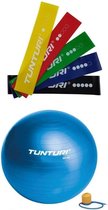 Tunturi - Fitness Set - Weerstandsbanden 5 stuks - Gymball Blauw 90 cm