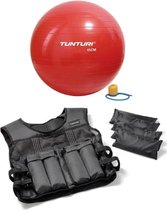 Tunturi - Fitness Set - Gewichtsvest 10 kg - Gymball Rood 65 cm