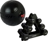 Tunturi - Fitness Set - Dumbbell Opbergrek incl 2x 1 t/m 3 dumbbells  - Slam Ball 10 kg