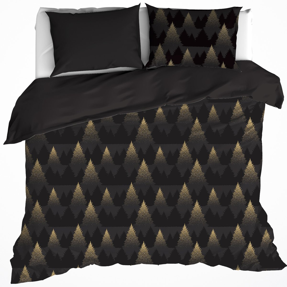 De Witte Lietaer Dekbedovertrek Katoen Flanel Eve - Tweepersoons - 200 x 200/220 cm Zwart