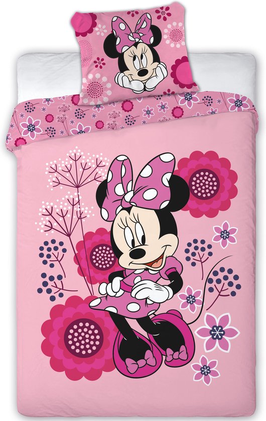 Foto: Disney minnie mouse flowers dekbedovertrek eenpersoons 140 x 200 cm polyester