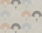RETRO BEHANG - Grijs Zilver Oranje - AS Creation Pop Style