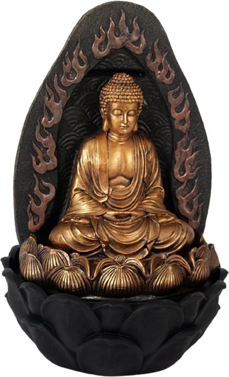 Gerimport Fontein Boedhha Led 40 X 26 Cm Kunsthars Goud/bruin