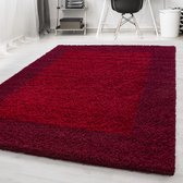 Cadre de tapis à poils longs en tapis rouge - 80x250cm - Moderne - Salon - Salon - Chambre - Salle à manger