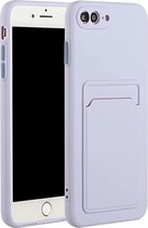 Telefoonhoesje - Geschikt voor: iPhone 7 / 8 siliconen Pasjehouder hoesje - paars