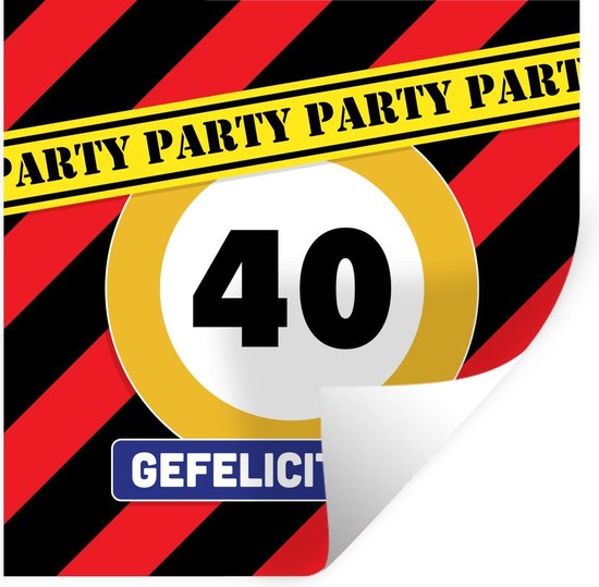 Stickers muraux - Autocollants - Anniversaire - 40 ans - Panneau de signalisation - 120x120 cm - Autocollants Stickers muraux chambre d'enfant - Papier peint autocollant XXL - Papier peint autocollant - Autocollants