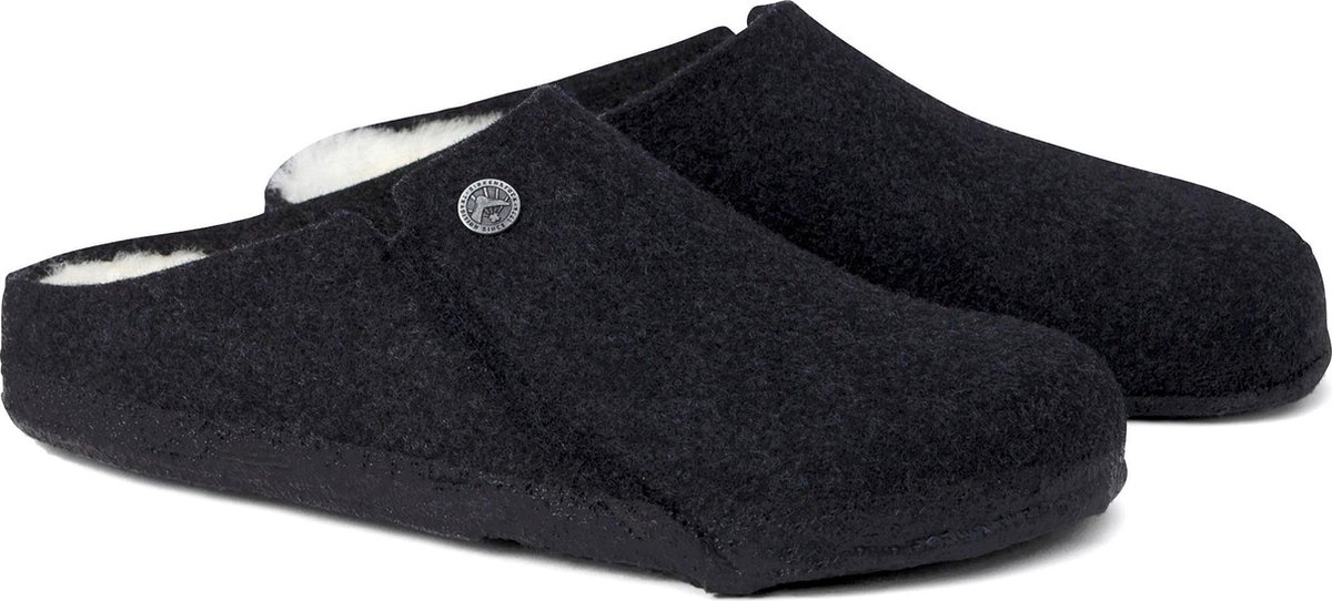Birkenstock Zermatt narrow Filz Shearling Cozy Home Dames Pantoffels - Antraciet - Maat 37