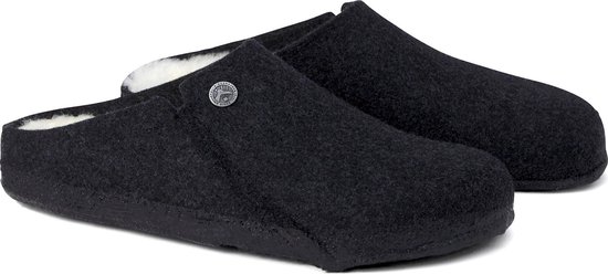 Birkenstock Zermatt narrow Filz Shearling Cozy Home Dames Pantoffels - Antraciet - Maat 37