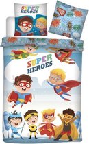 dekbedovertrek Super Heroes 140 x 200 cm blauw
