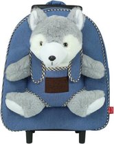 trolley Harry Husky junior 28 cm pluche/denim 3-delig