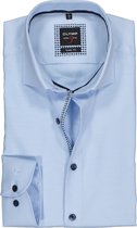 OLYMP Level 5 body fit overhemd - lichtblauw twill (contrast) - Strijkvriendelijk - Boordmaat: 42