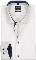OLYMP Luxor modern fit overhemd - 2-ply structuur - wit (contrast) - Strijkvrij - Boordmaat: 40