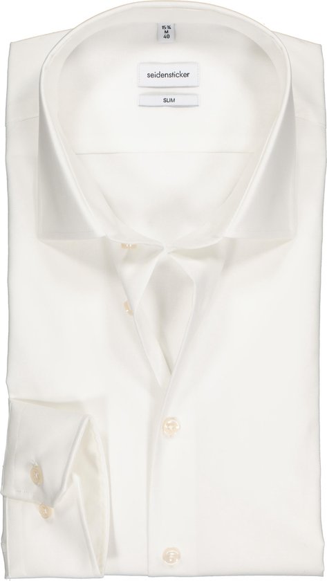 Seidensticker slim fit overhemd - off-white - Strijkvrij - Boordmaat: 43