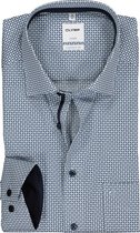 OLYMP Luxor comfort fit overhemd - wit met blauw en groen dessin (contrast) - Strijkvrij - Boordmaat: 40