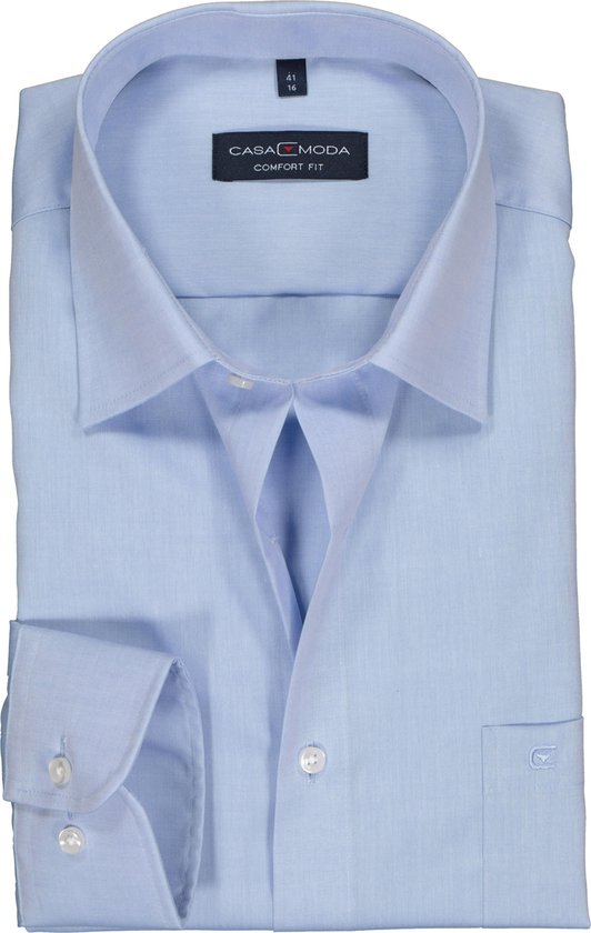 CASA MODA comfort fit overhemd - mouwlengte 7 - lichtblauw - Strijkvrij - Boordmaat: 47