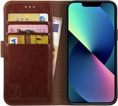 Rosso Element Book Case Wallet Hoesje Geschikt voor Apple iPhone 13 Mini | Portemonnee | 3 Pasjes | Magneetsluiting | Stand Functie | Bruin
