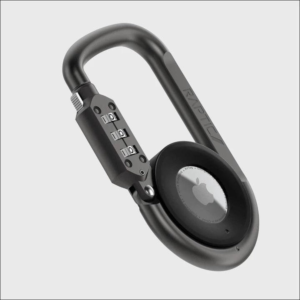 Raptic Karabijnhaak Geschikt voor Apple AirTag Lock met Codeslot Zwart