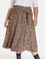 SAMOON Dames Midirok van EcoVero-viscose met geknoopt detail Light Tannin Brown gemustert-56