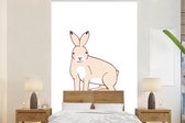 Illustration d'un lièvre sur fond blanc 145x220 cm