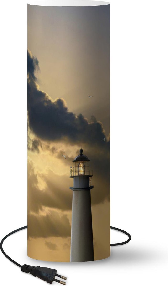 Lamp - Nachtlampje - Tafellamp slaapkamer - Vuurtoren - Wolken - Zon - 60 cm hoog - Ø19.1 cm - Inclusief LED lamp