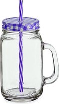 drinkbeker Jar junior 700 ml glas paars/wit