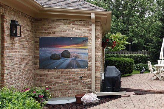 Affiche jardin - Toile jardin - Posters de jardin extérieur - Moeraki rocks en Nouvelle-Zélande - 120x80 cm - Jardin