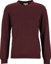 Michaelis heren trui wolmengsel - slim fit met V-hals - bordeaux rood -  Maat: S