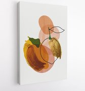 Handgetekend tropisch fruit met gouden en aquarel textuur 2 - Moderne schilderijen – Verticaal – 1912867006 - 50*40 Vertical