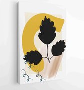 Botanische aquarel muur kunst vector set. Earth tone boho gebladerte lijntekeningen met abstracte vorm 4 - Moderne schilderijen – Verticaal – 1903111354 - 115*75 Vertical